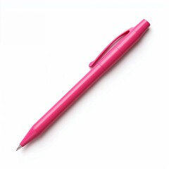 Pink ballpoint pen on white background for writing or drawing  