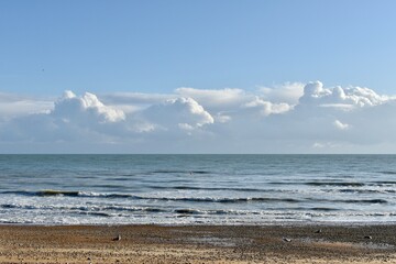 seaside, waves and clouds