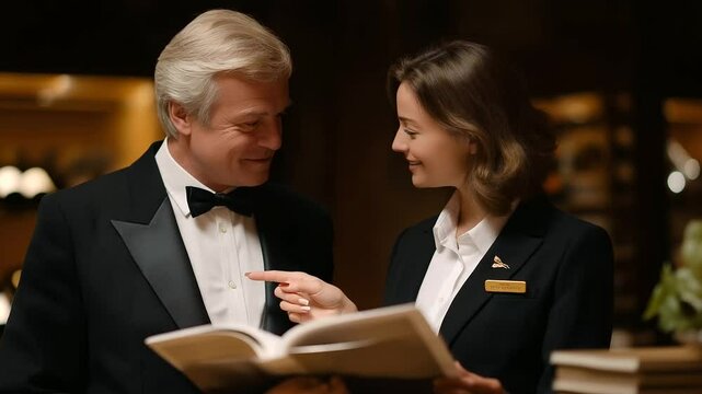 Guest Consulting Concierge for Dining Options in Elegant Atmosphere