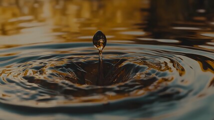 Water Drop Impact Ripples Abstract Golden Texture
