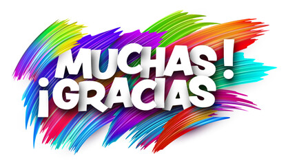 Vector illustration with thank you in Spanish and vibrant brush strokes