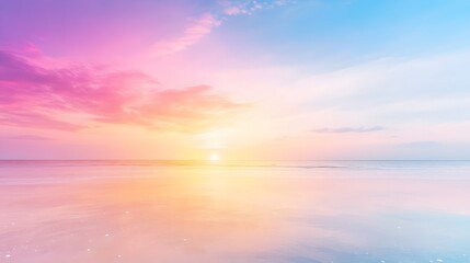 Fototapeta premium Pastel Sunset Beach Ocean Sky Calm Seascape