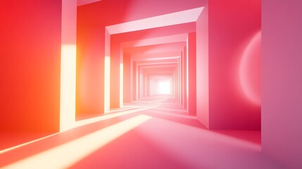 Fototapeta premium Abstract Pink Corridor Light Path Architecture Tunnel