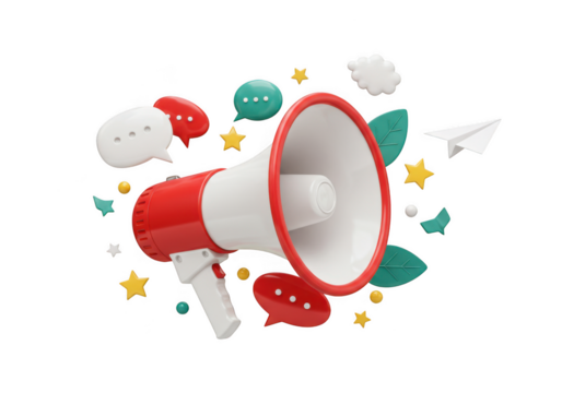 Megaphone announcement marketing communication promotion concept on transparent background