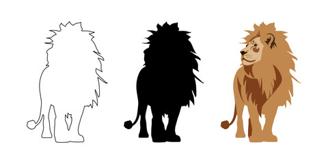 Wild Animal Lion, King of the Jungle.Silhouette of a lion