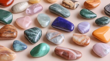Collection of Polished Gemstones and Tumbled Stones