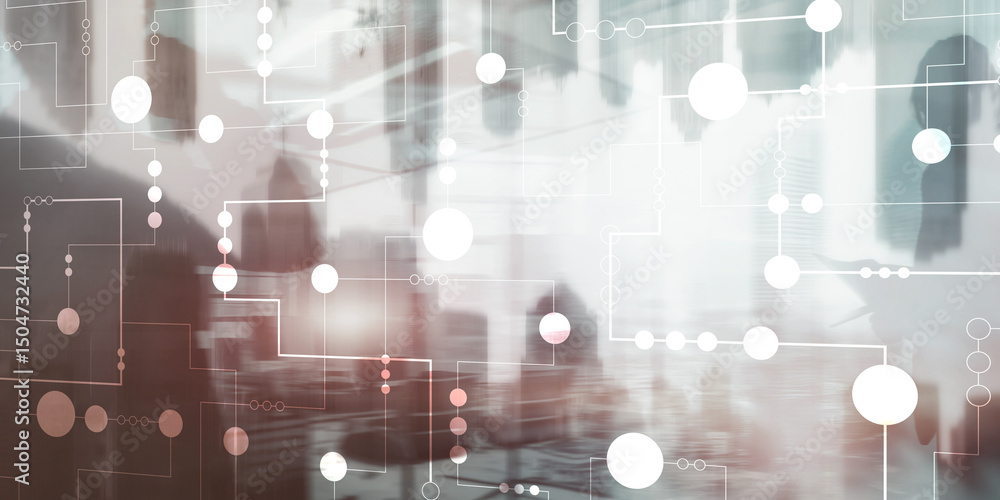 Poster abstract digital particles. cyber network background. technology background