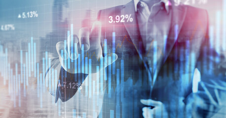 Stock chart wit blue bars, reflecting market trends on grid background