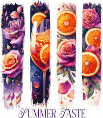 Elegant “Summer Plan” sublimation design with roses, oranges, and Aperol Spritz—perfect for stylish summer t-shirts, mugs, and seasonal crafts.