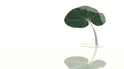 Serene Green Leaf Reflection Minimalist Botanical Art