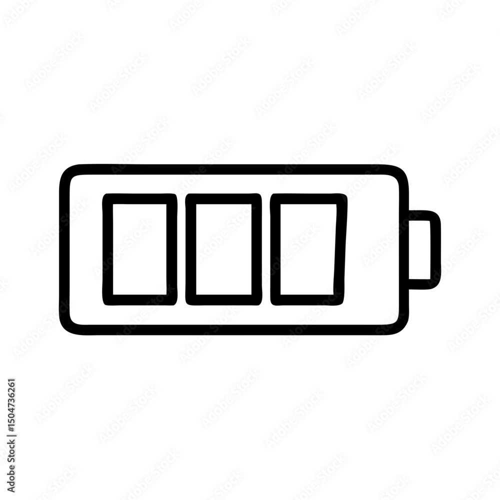 Poster a simple graphic showing a device power source at full capacity with three segments displayed