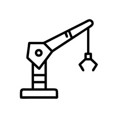 Outlined crane machine with a claw for picking objects in a simple graphic representation
