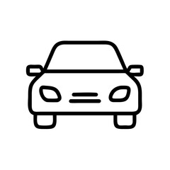 Obraz premium Front view of a simple automobile design with headlights and side mirrors in black outline style