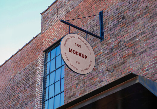 Outdoor Rounded Sign Mockup