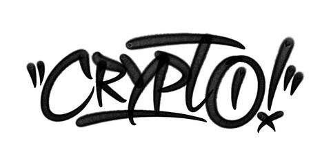 Graffiti tag “Crypto” in bold lettering with spray paint texture on transparent background. Modern urban street art style, ideal for digital currency themes, tech culture, and edgy graphic designs.