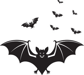 Fototapeta premium Vampire Bat with Wings Spread Minimal Black and White Style