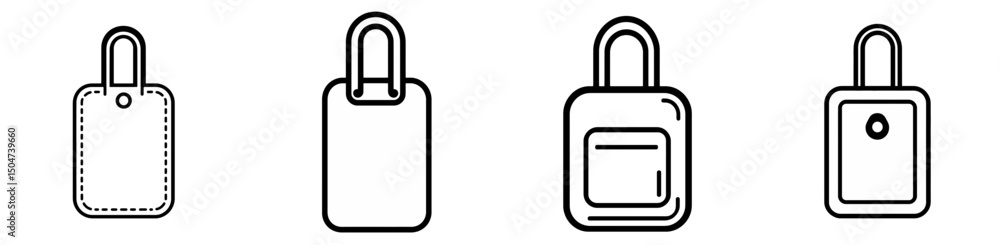 Poster collection of line icons depicting various padlocks in isolated format showcasing different styles a