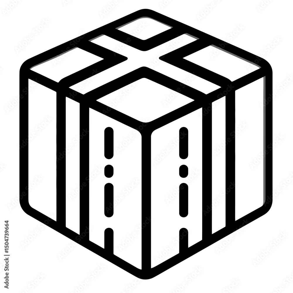 Poster line art icon of a gift box in a minimalistic style suitable for various design projects
