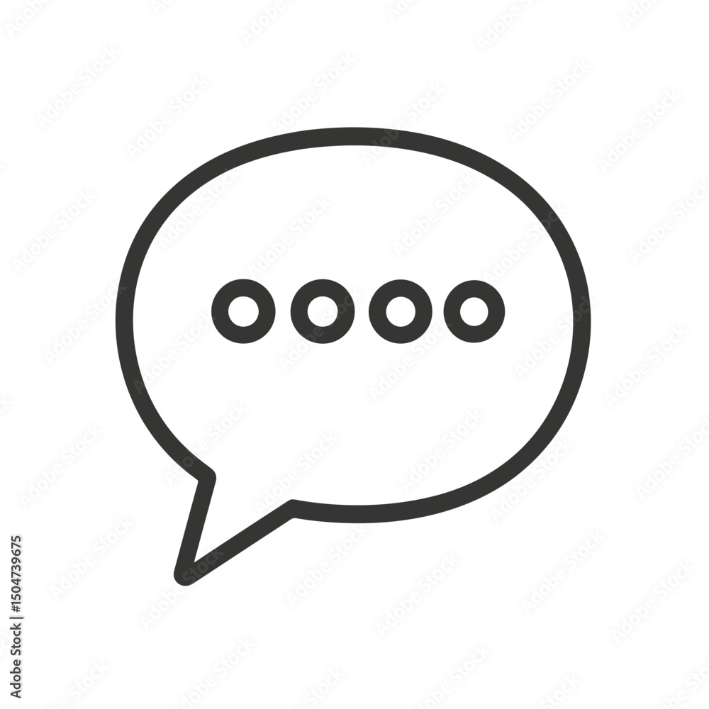 Poster minimalist line icon of a speech bubble with ellipsis indicating pending messages or thoughts in com