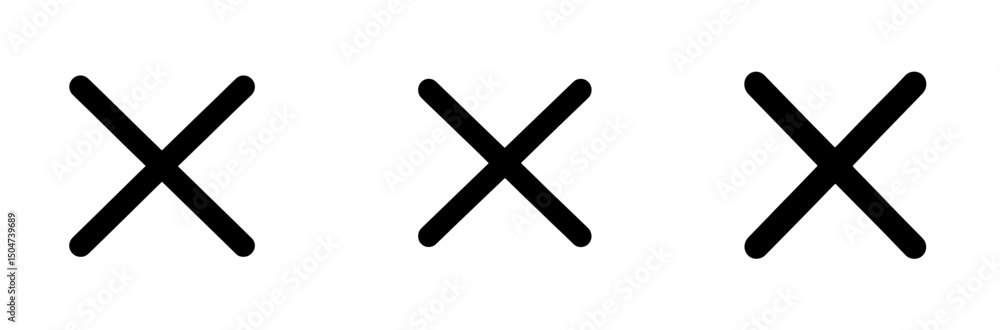Poster line art icon of three crosses symbolizing a minimalist design for various applications