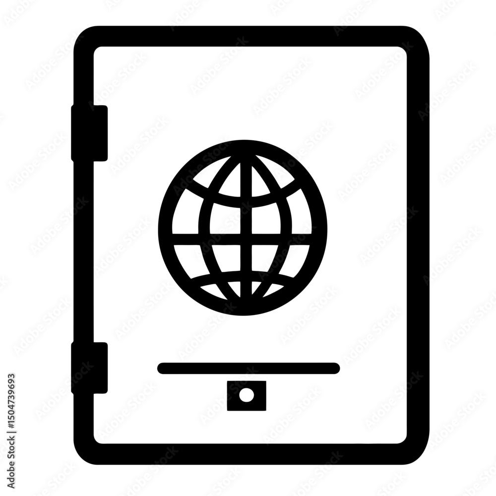 Poster global icon design featuring a globe and an open binder, perfect for educational or informational pu