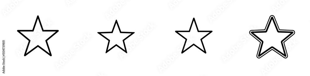 Poster collection of lined star icons in varying sizes created on a minimal background