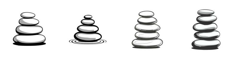 Stacked stones symbolize balance and tranquility in a serene and isolated setting