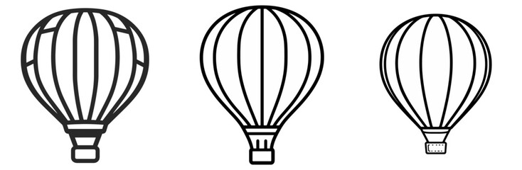 Obraz premium Line art icons of hot air balloons in various styles, suitable for design and creative projects
