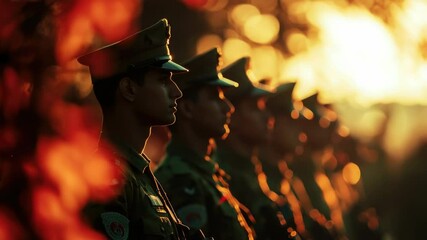 Group of soldiers standing in a row