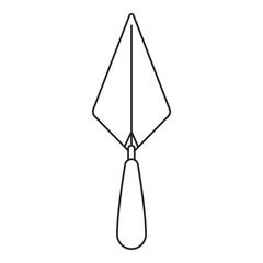 Metal construction trowel used for drywall, plaster, concrete and more in outline vector style icon