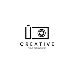 Minimalist logo design with letter U and camera for your brand