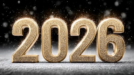 반짝이는 황금 숫자로 표현된 새해 2026 AI 생성