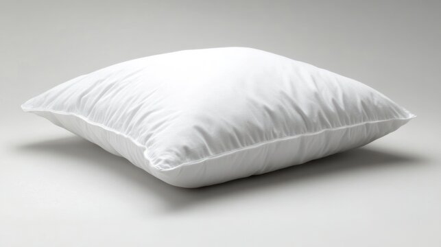 Soft white pillow, plush and inviting, isolated on a white background to highlight its comfort