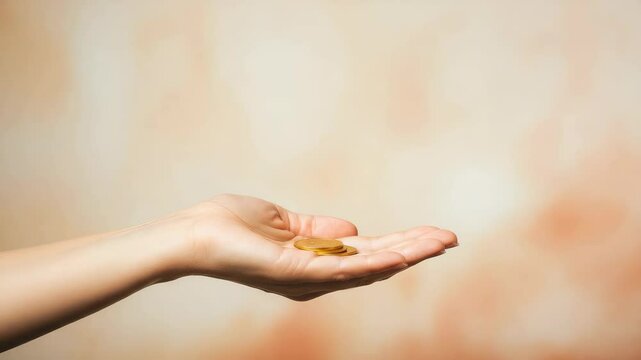 Coins resting on an open palm