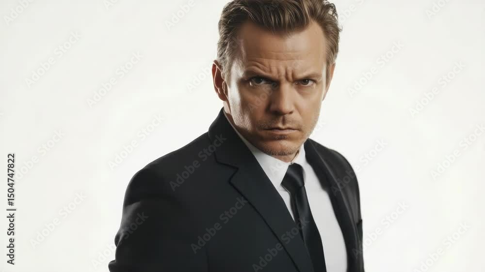 Aufkleber a businessman or executive points at the camera, looking directly at the viewer