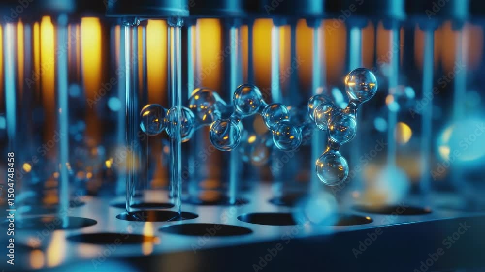 Aufkleber a close-up view of several glass test tubes arranged on a surface