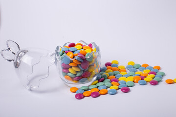 Mix of colorful candies . Multicolored unhealthy background. 
