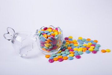 Mix of colorful candies . Multicolored unhealthy background. 