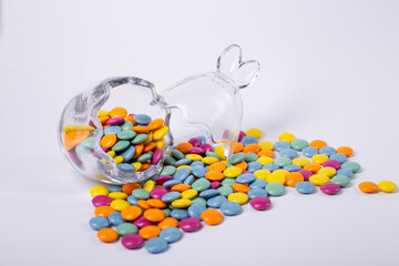 Mix of colorful candies . Multicolored unhealthy background. 