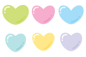 Collection of simple colorful hearts. Vector illustration