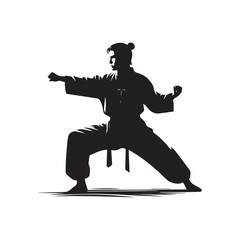 kungfu silhouette, editable vector image