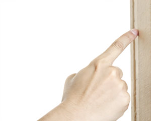 Hand pointing at wall isolated on a white background png ai generated