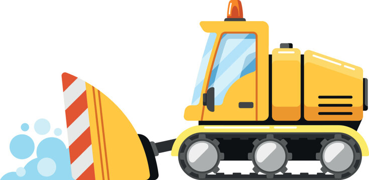 Heavy snowplow dozer technique vector illustration