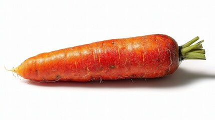 Whole Orange Carrot with Rich Texture and Shadow Isolated on White
