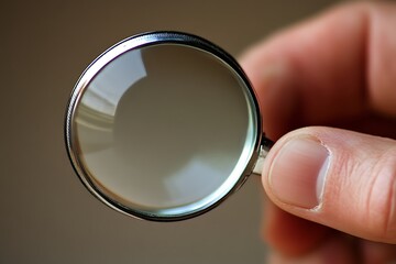Close-up of Hand Holding a Magnifying Glass, Soft Focus Background