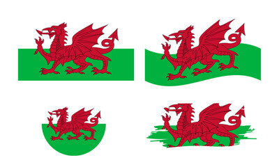 Wales flag in different shapes