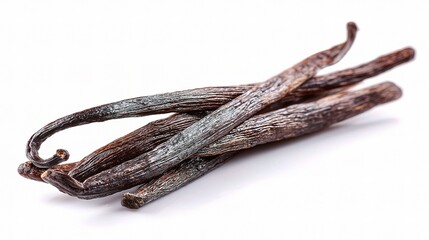 Isolated Vanilla Pods on White Background for Culinary Use