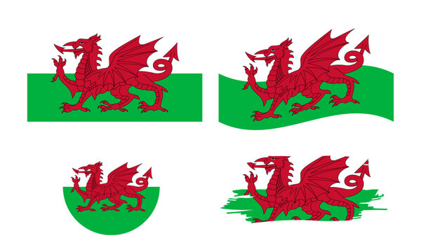 Wales flag in different shapes