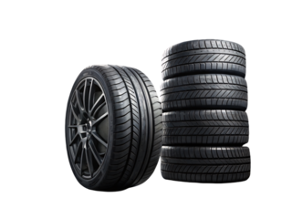 Stacked Black Car Tires with Rubber Treads for Automotive Use