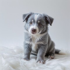 Adorable blue merle border collie puppy